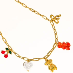 18k Gold Non-tarnish Gummy Bear Charm Necklace