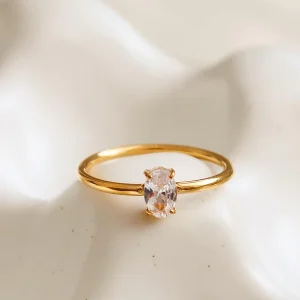 18k Gold Non-tarnish Cz Square Thin Ring
